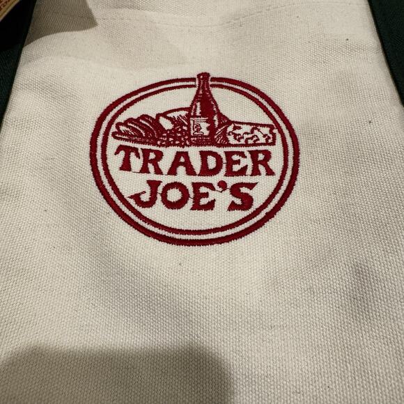 Mommy & Me NEW Trader Joe's Canvas Tote Bags Embroidered Reusable Pockets Green - Picture 11 of 16